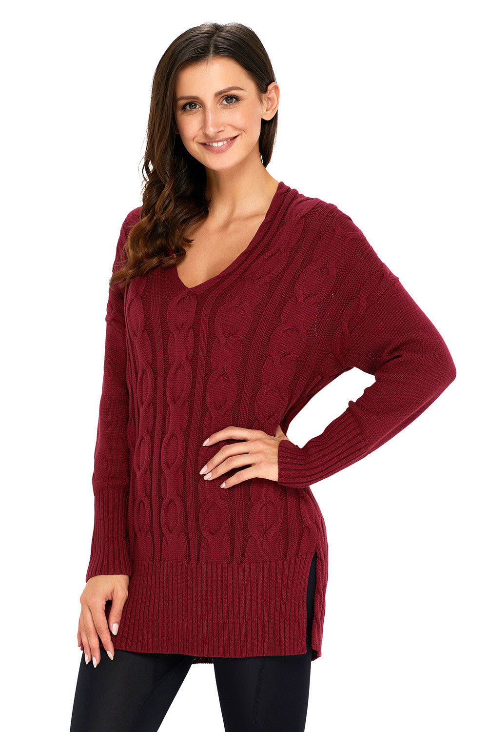 Burgundy Oversized Cozy up Knit Sweater