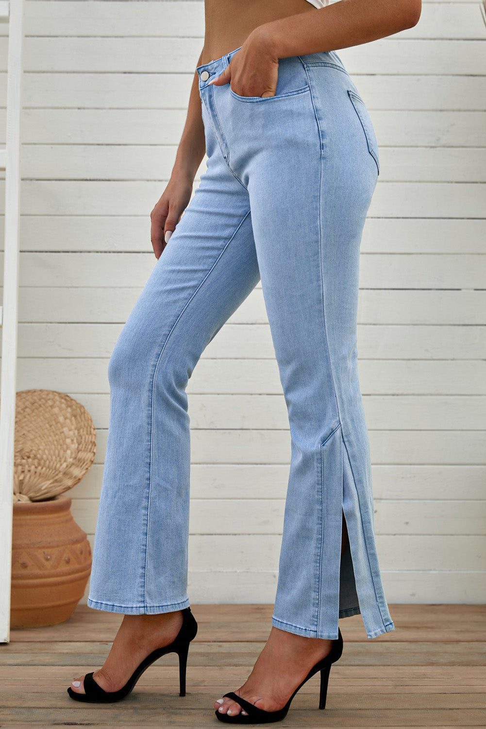 Split Hemline Flared Jeans