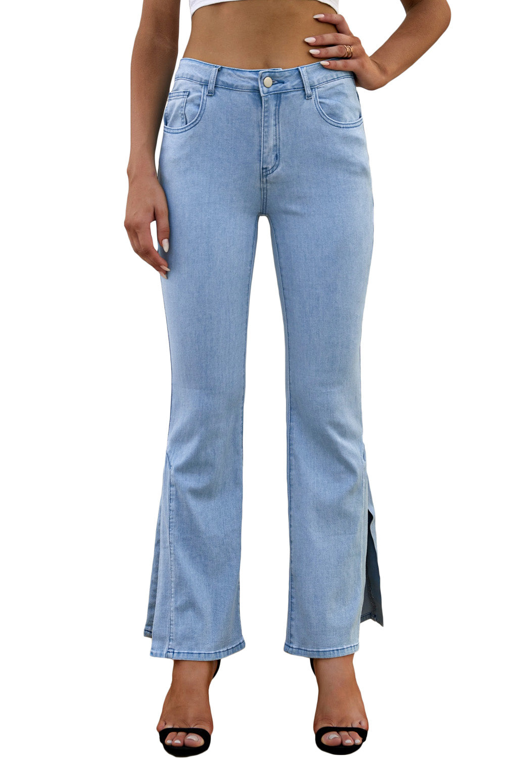 Split Hemline Flared Jeans