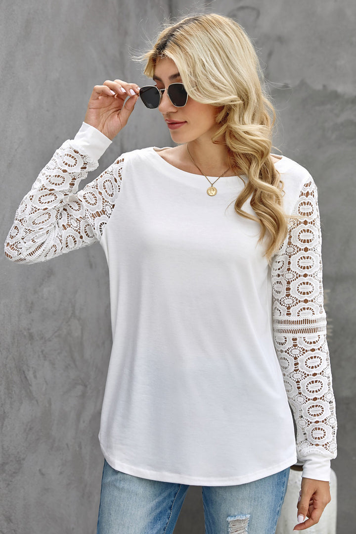 Chic White Lace Long Sleeve Top
