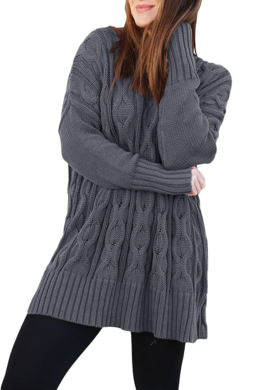 Cotton Gray Oversized Cozy up Knit Sweater