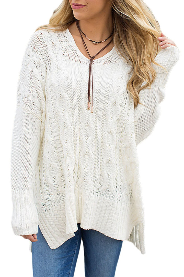 Cotton White Oversized Cozy up Knit Sweater