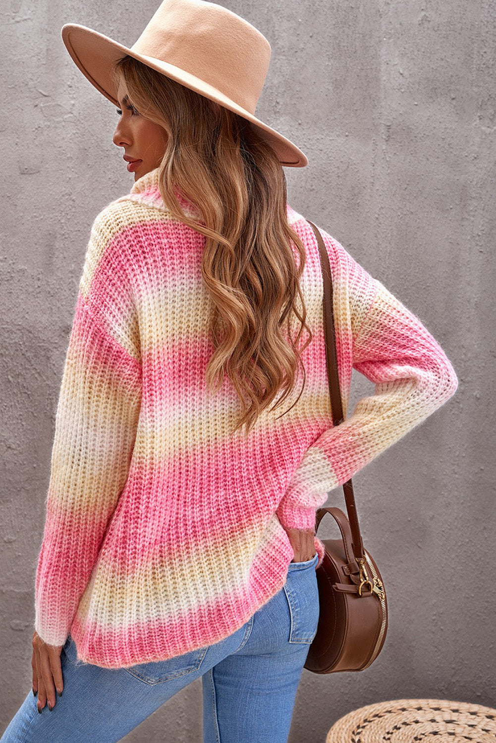 Cute Sweet Cowl Neck Ombre Knit Sweater