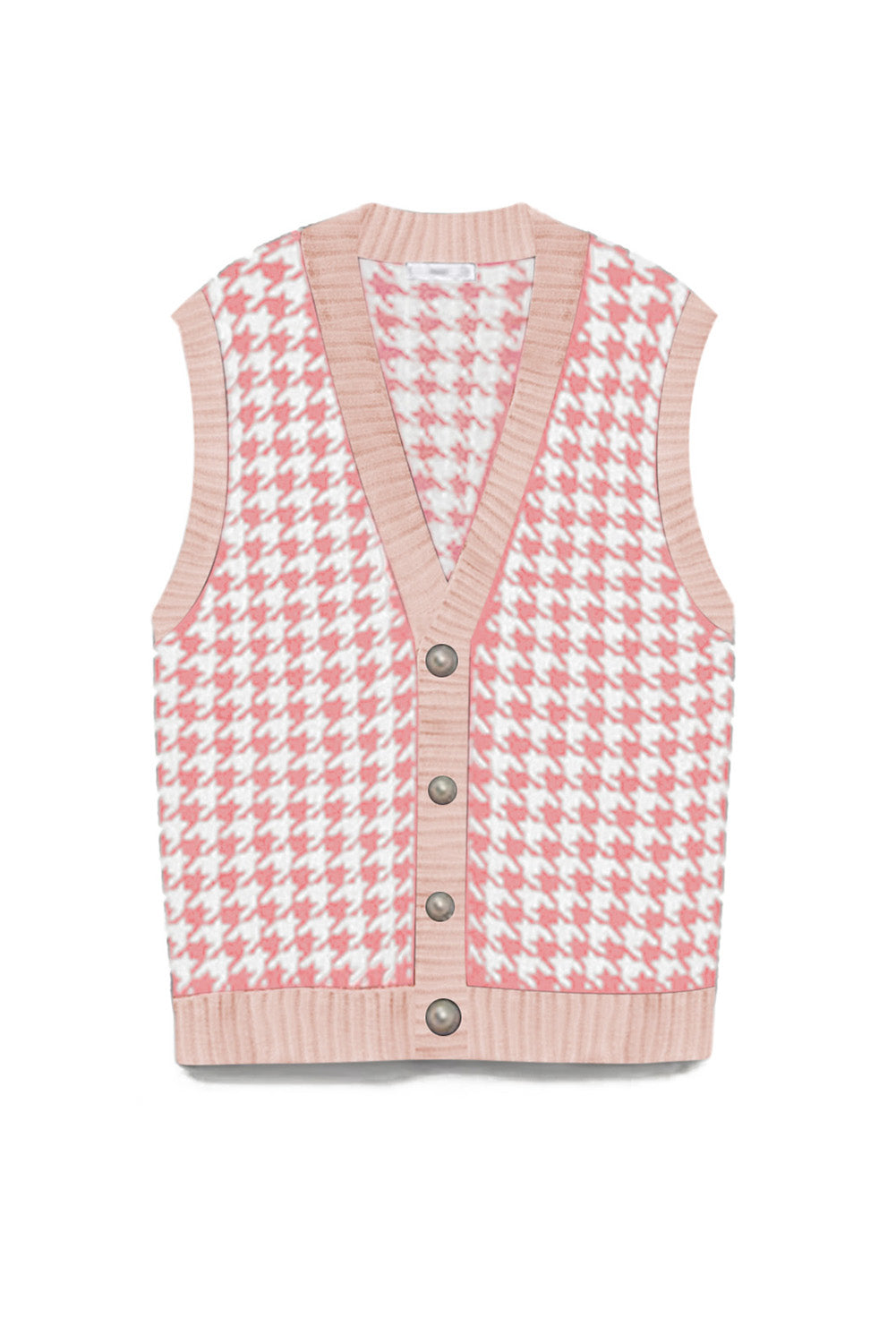 Cute Fall Houndstooth Vest Cardigan