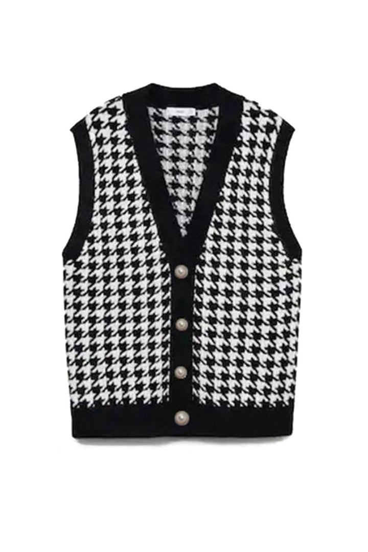 Houndstooth Vest Cardigan