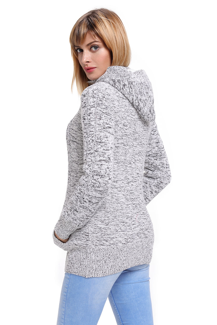 Dark Gray Long Sleeve Button-up Hooded Knit Cardigans