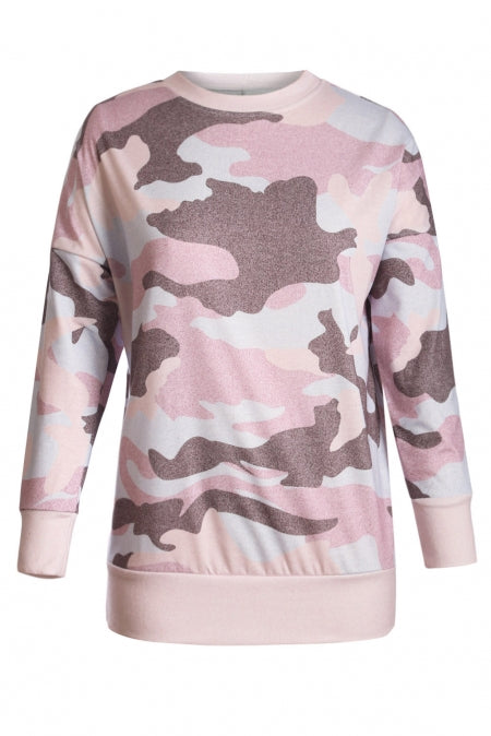 Dusty Pink Digital Camo Print Sweatshirt