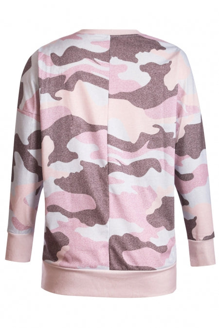 Dusty Pink Digital Camo Print Sweatshirt