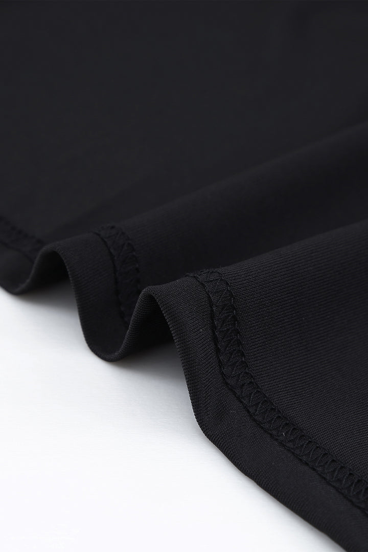 Elegant Black Puff Sleeve Wrap V Neck Plus Size Midi Dress