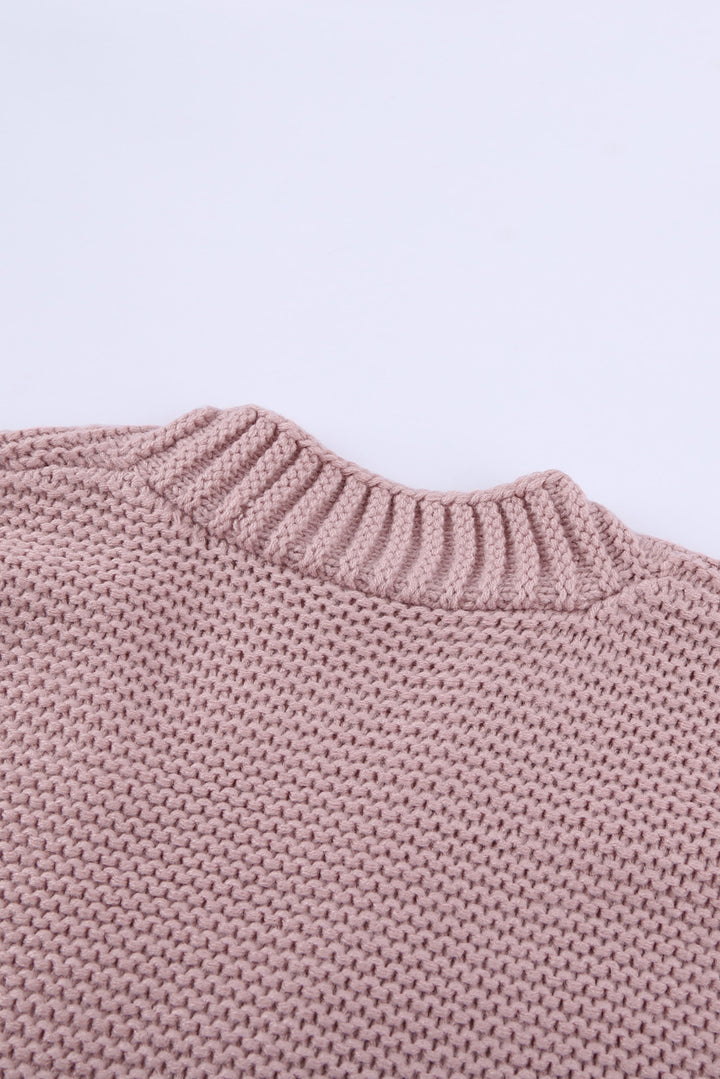 Fashion Pink Open Front Chunky Knit Cardigan