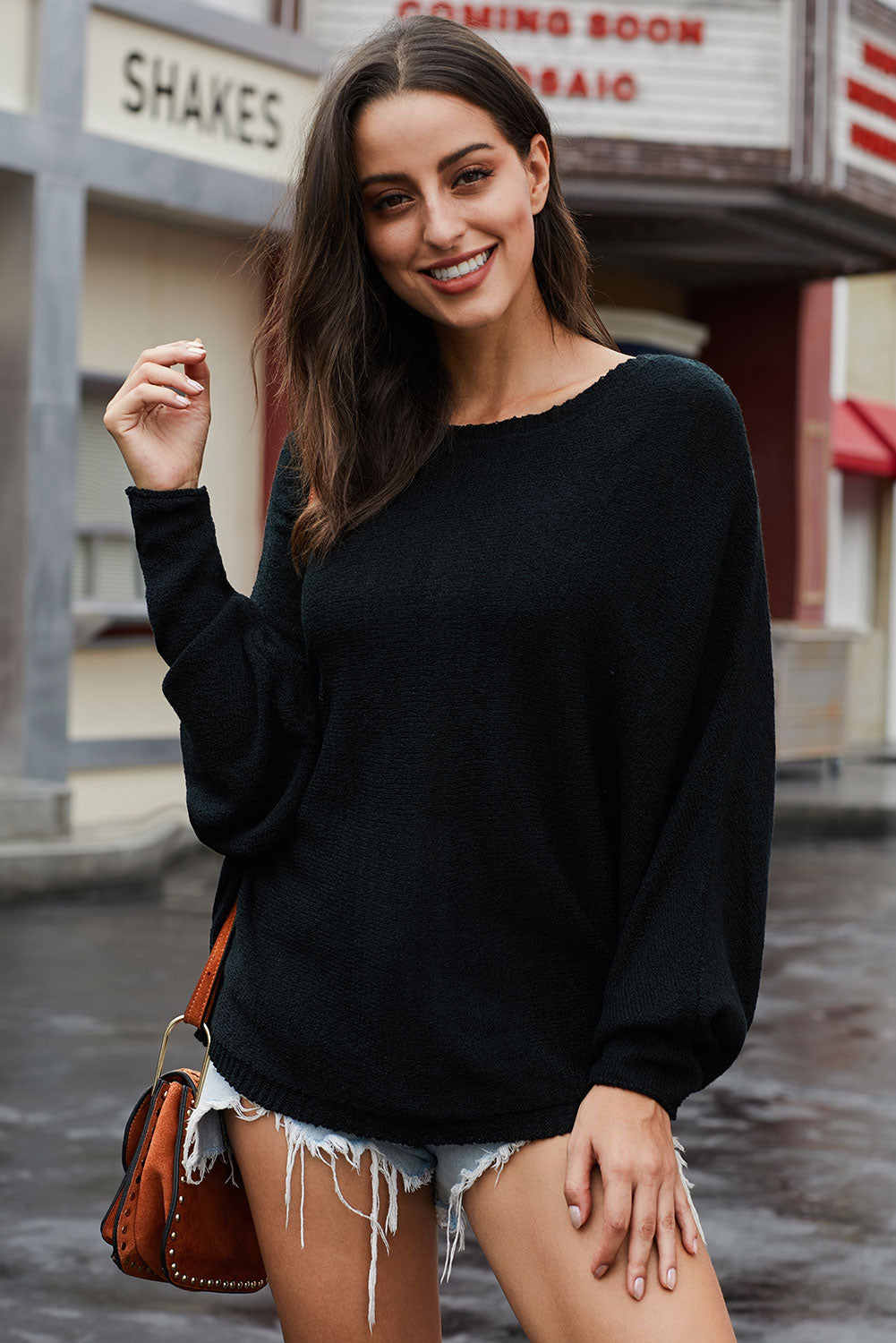 Fashion Black Chillaxin’ Dolman Knit Sweater