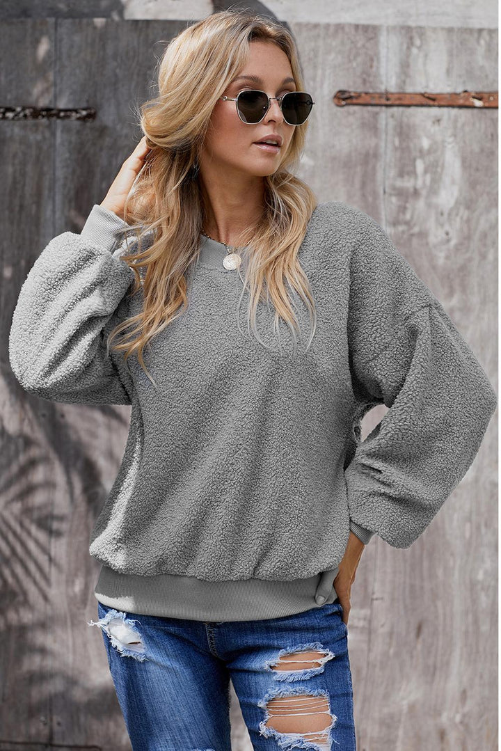 Fashion Gray Terry Thread Cashmere Sweatshirt