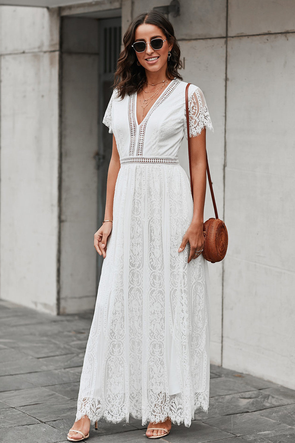 Fill Your Heart White Lace Maxi Dress