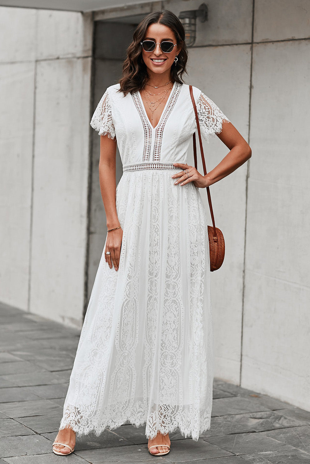 Fill Your Heart White Lace Maxi Dress