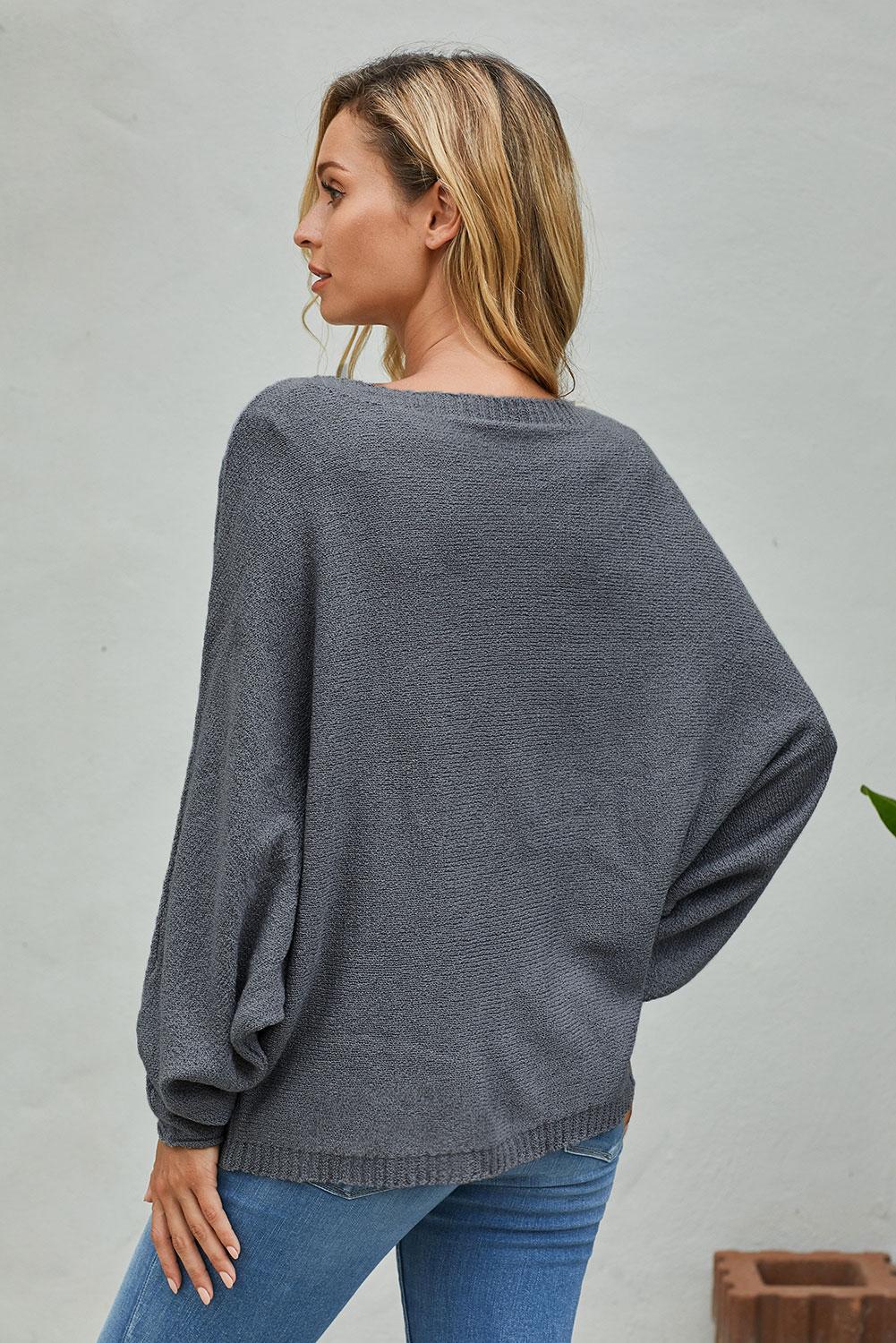 Gray Oversized Chillaxin’ Dolman Knit Sweater
