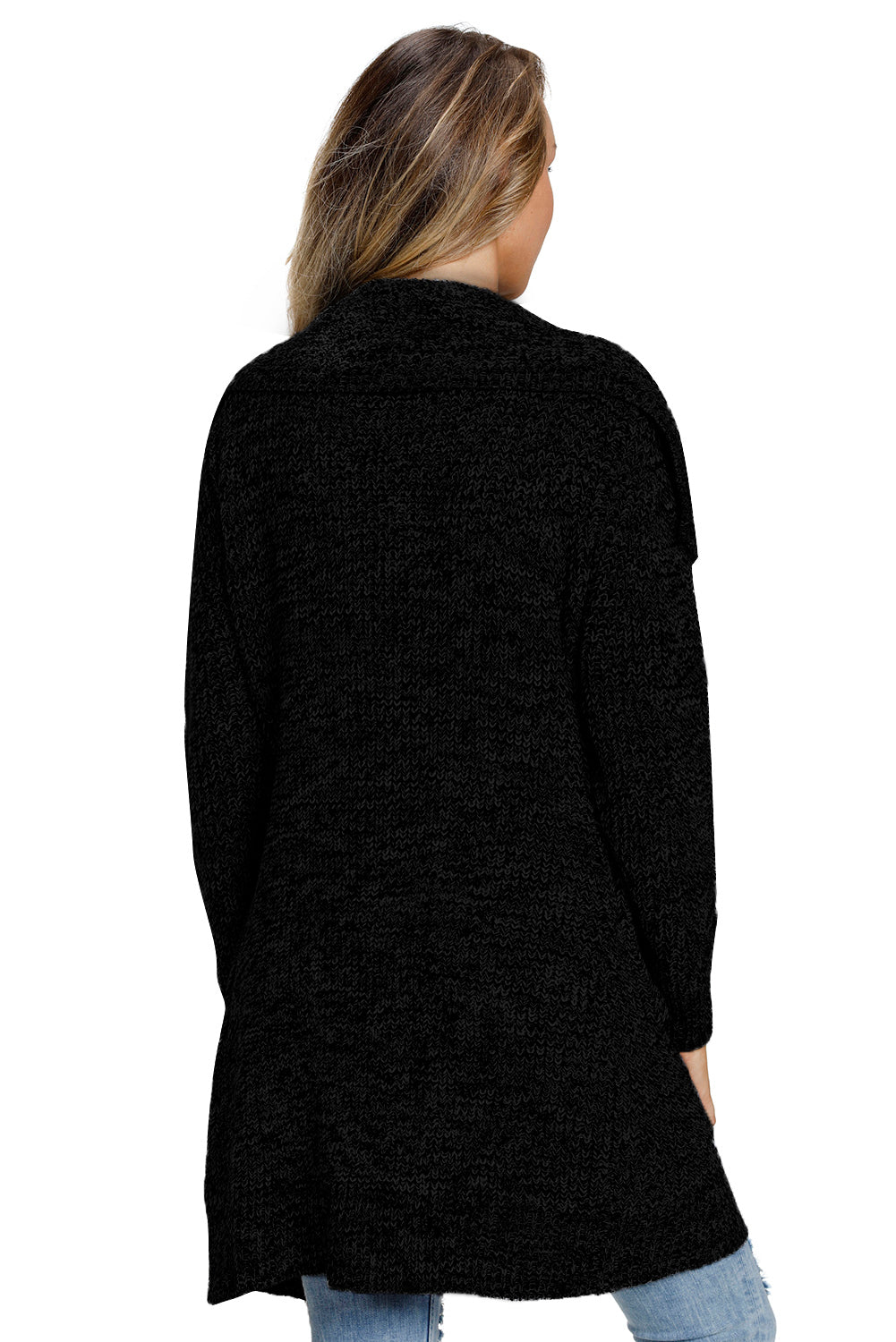 Hot Sale Black Chunky Long Cardigan with Side Pockets