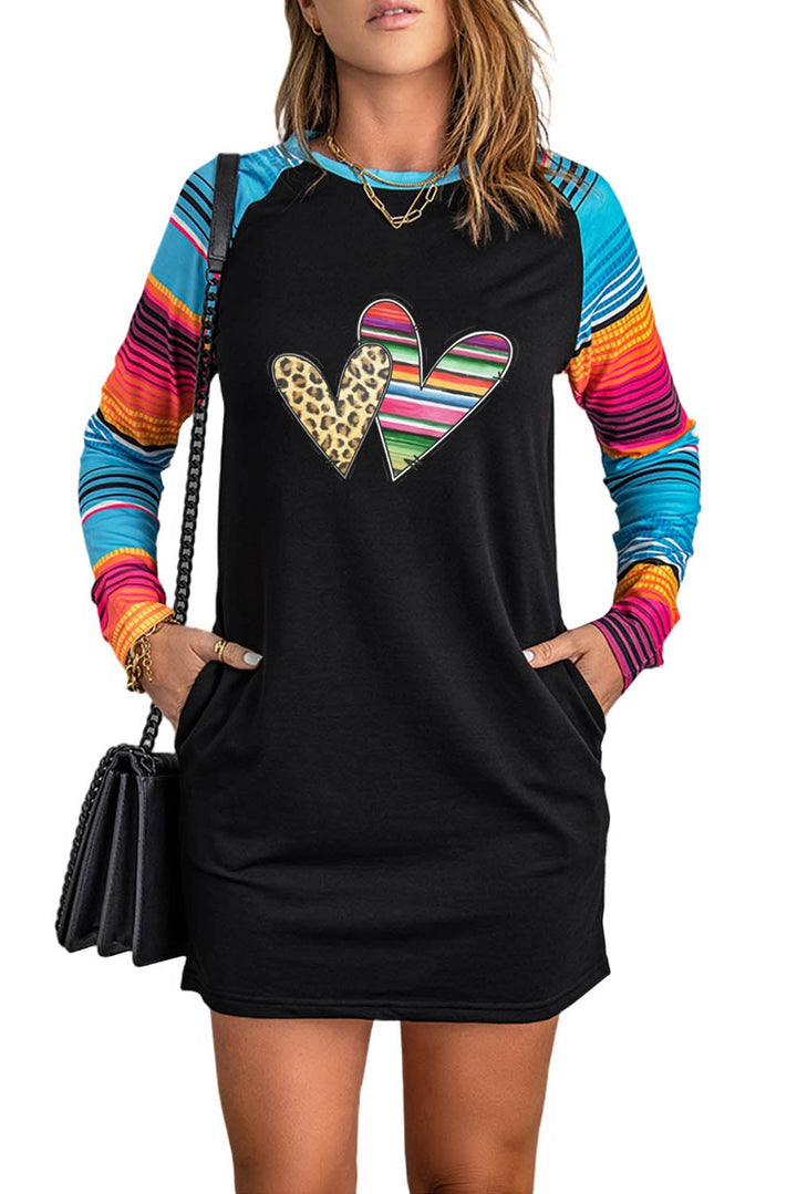 Leopard Serape Hearts Mini Dress