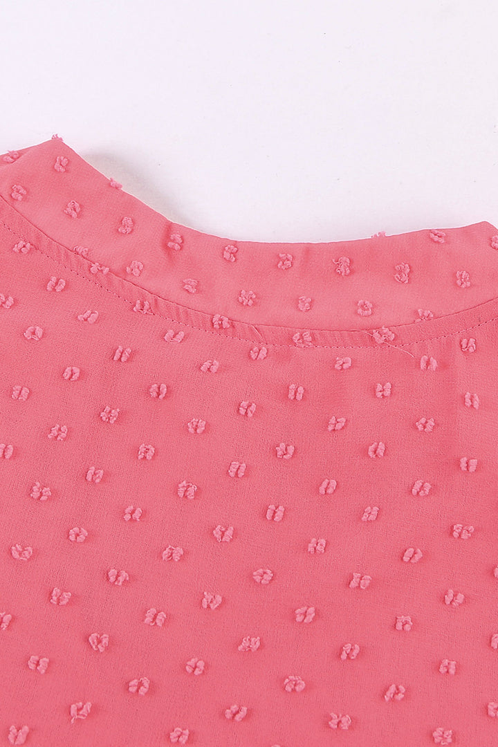 Summer Sleeveless Pink Swiss Dot Tiered Babydoll Mini Dress