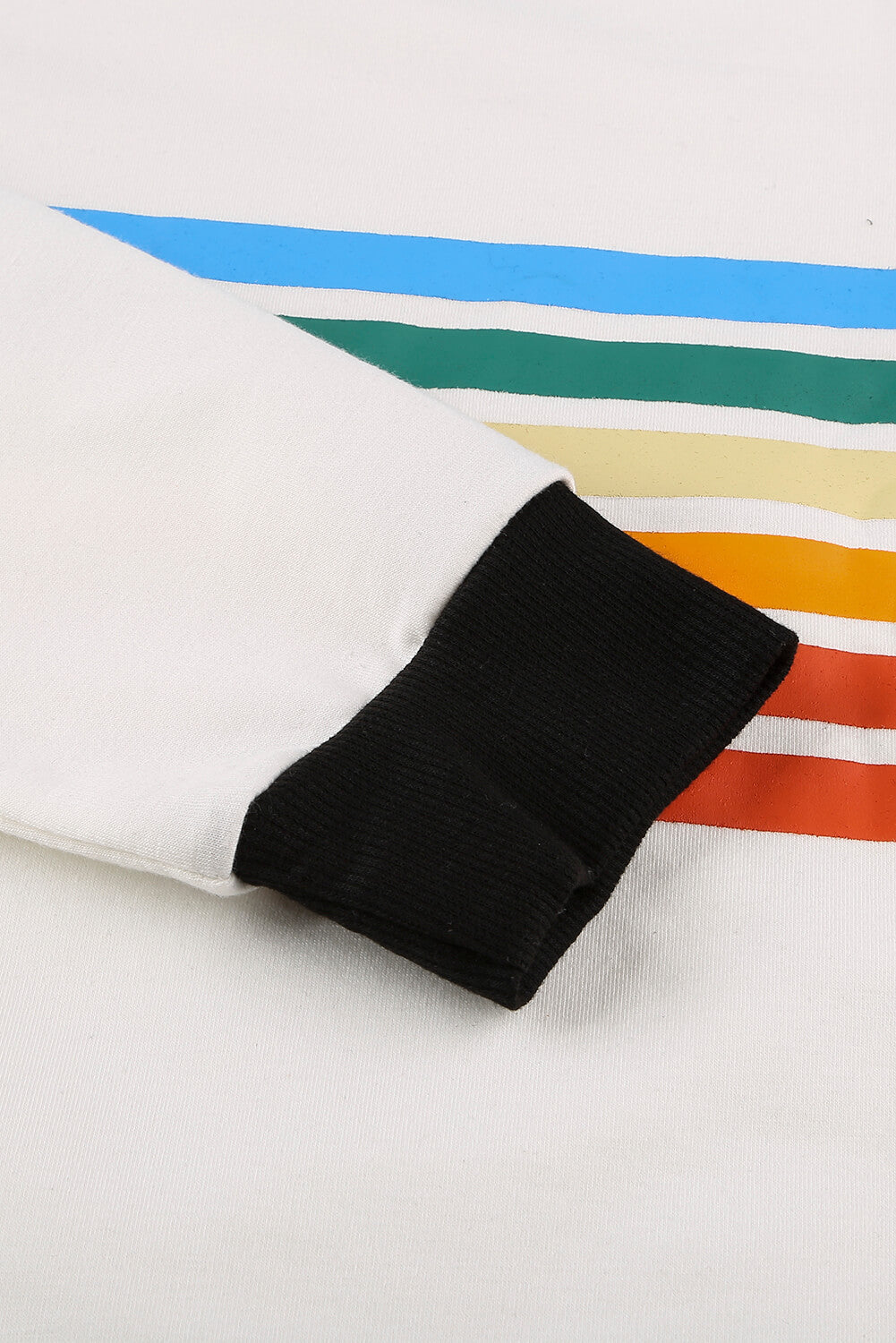 Casual Rainbow Print White Long Sleeve Top