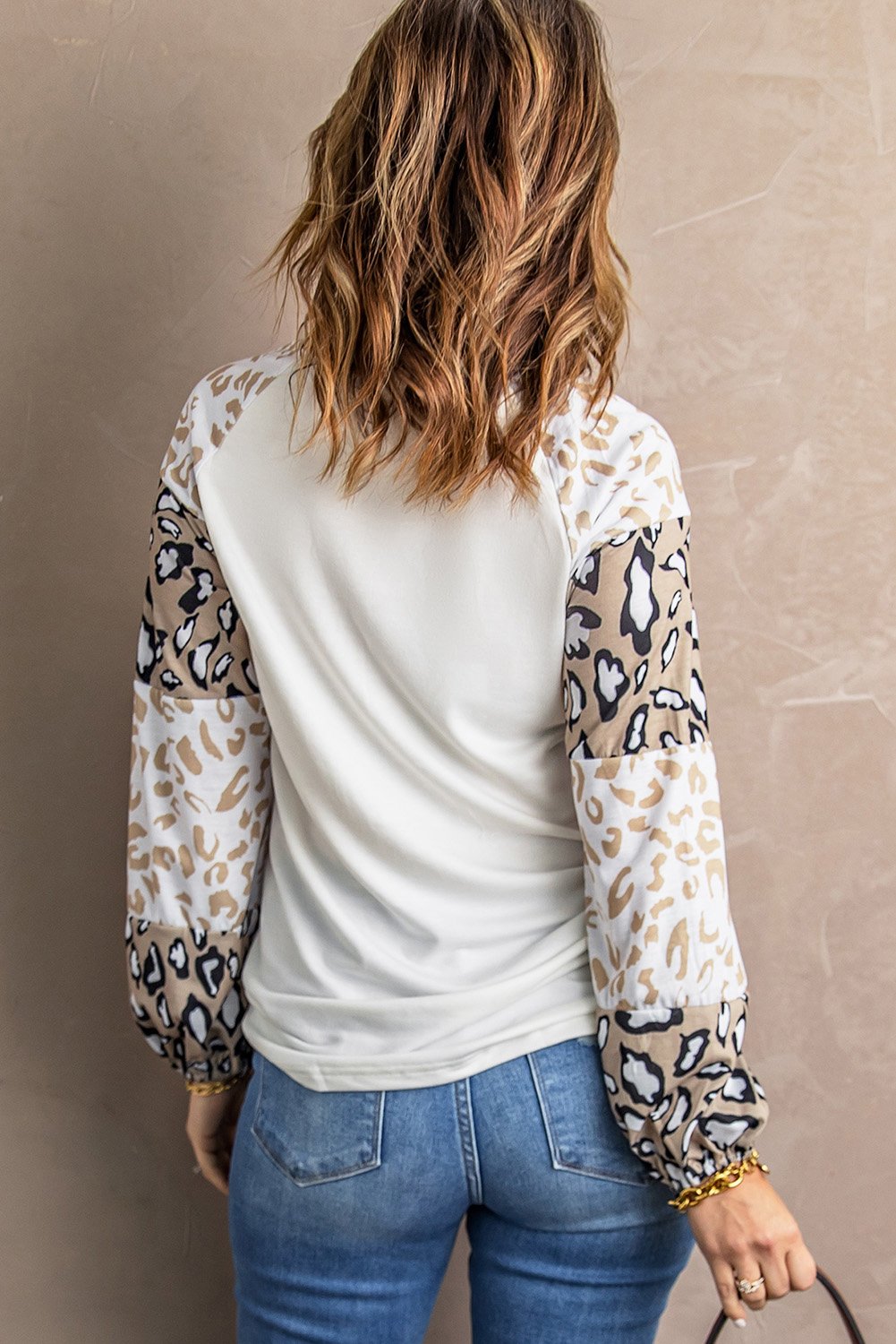 Merry Christmas Leopard Graphic Print Long Sleeve Top