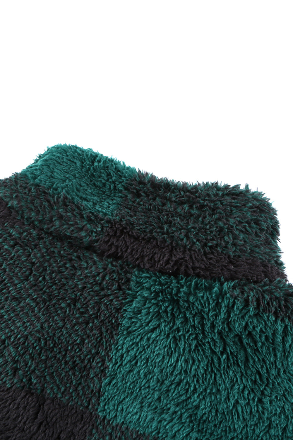 Sweat-shirt en peluche à col zippé et à carreaux verts d'hiver pour femmes