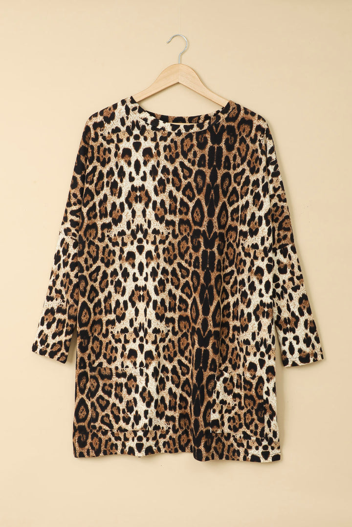 Leopard Print Long Sleeve Casual Top