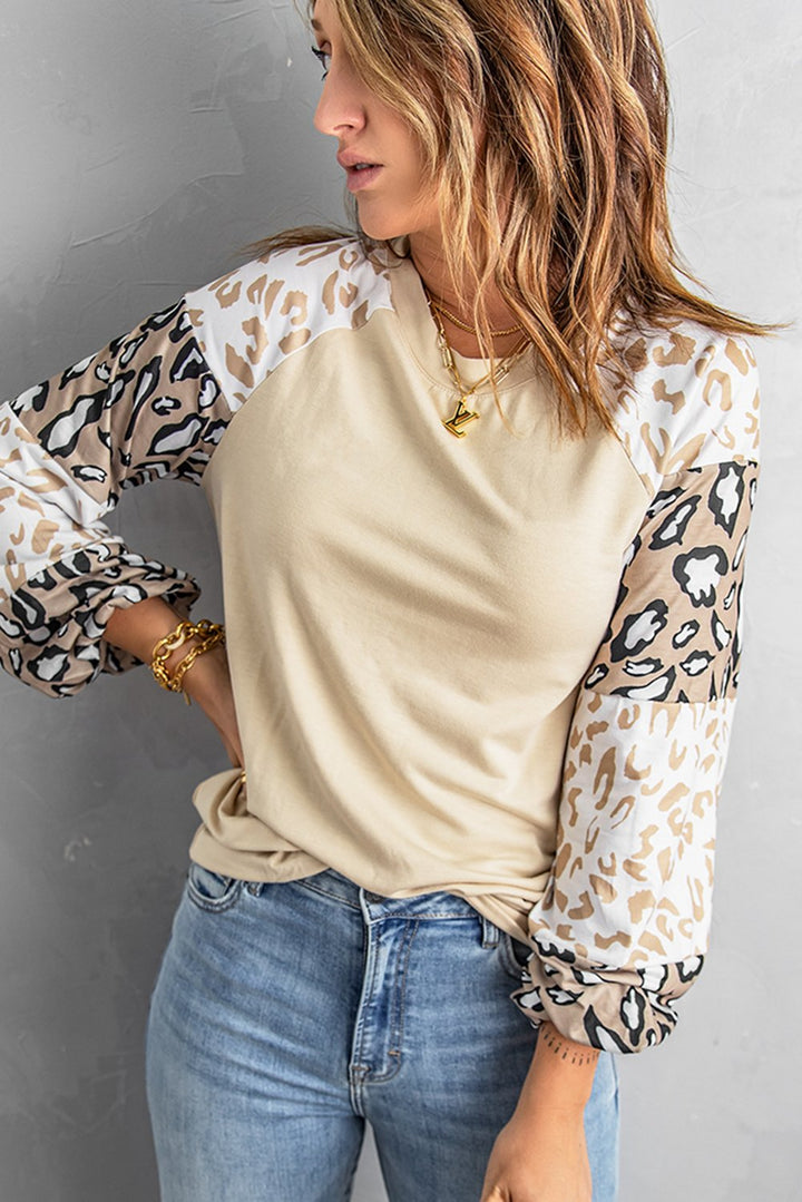 Apricot Leopard Long Sleeve Top