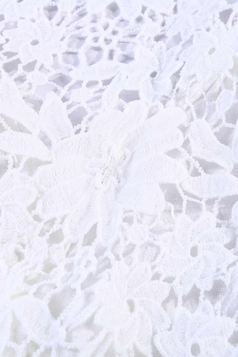 Long Sleeve Button Chic White Crochet Lace Top