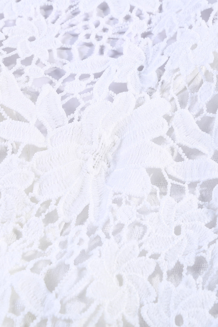 Long Sleeve Button Chic White Crochet Lace Top