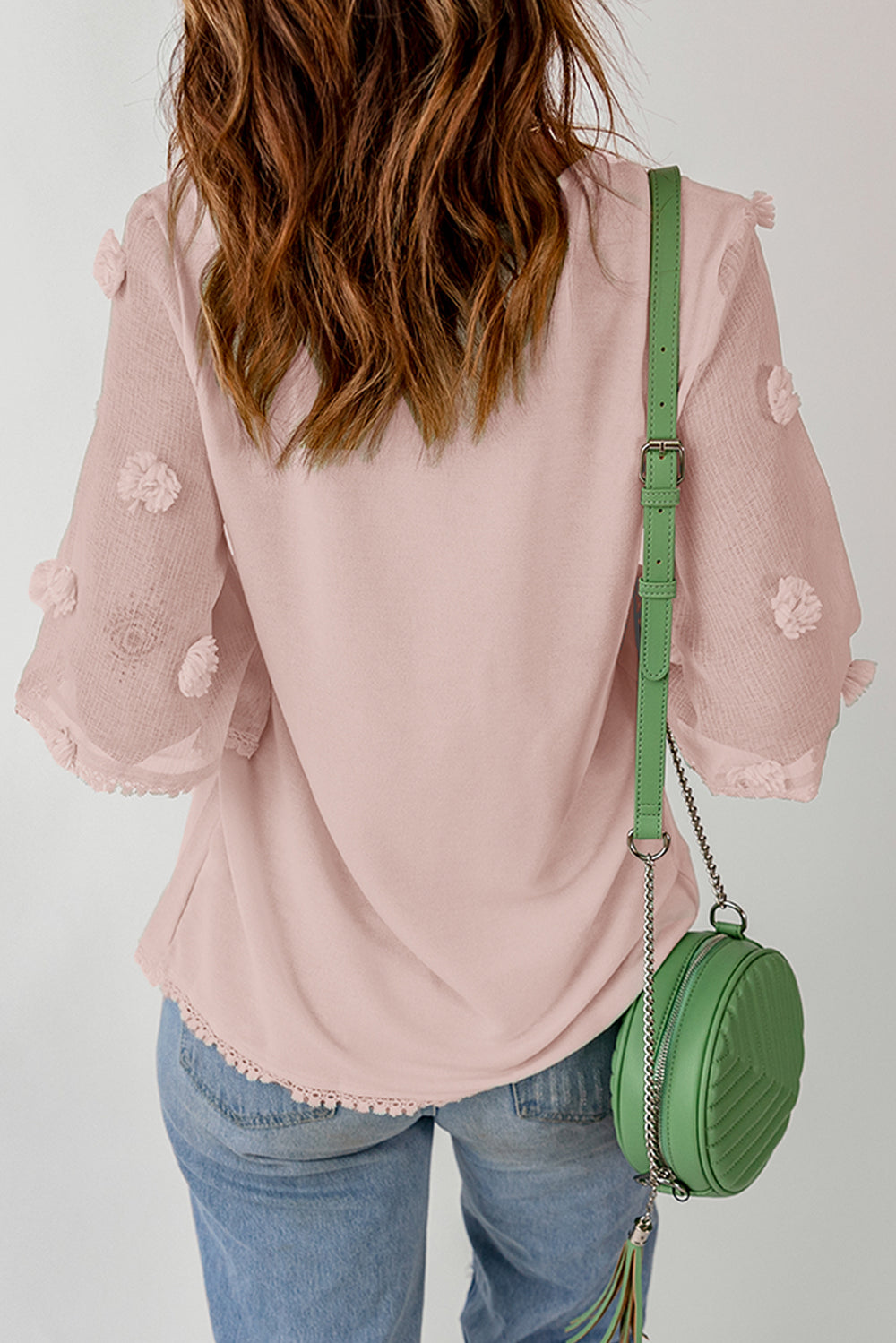 Cute Pink Crew Neck Knit Top