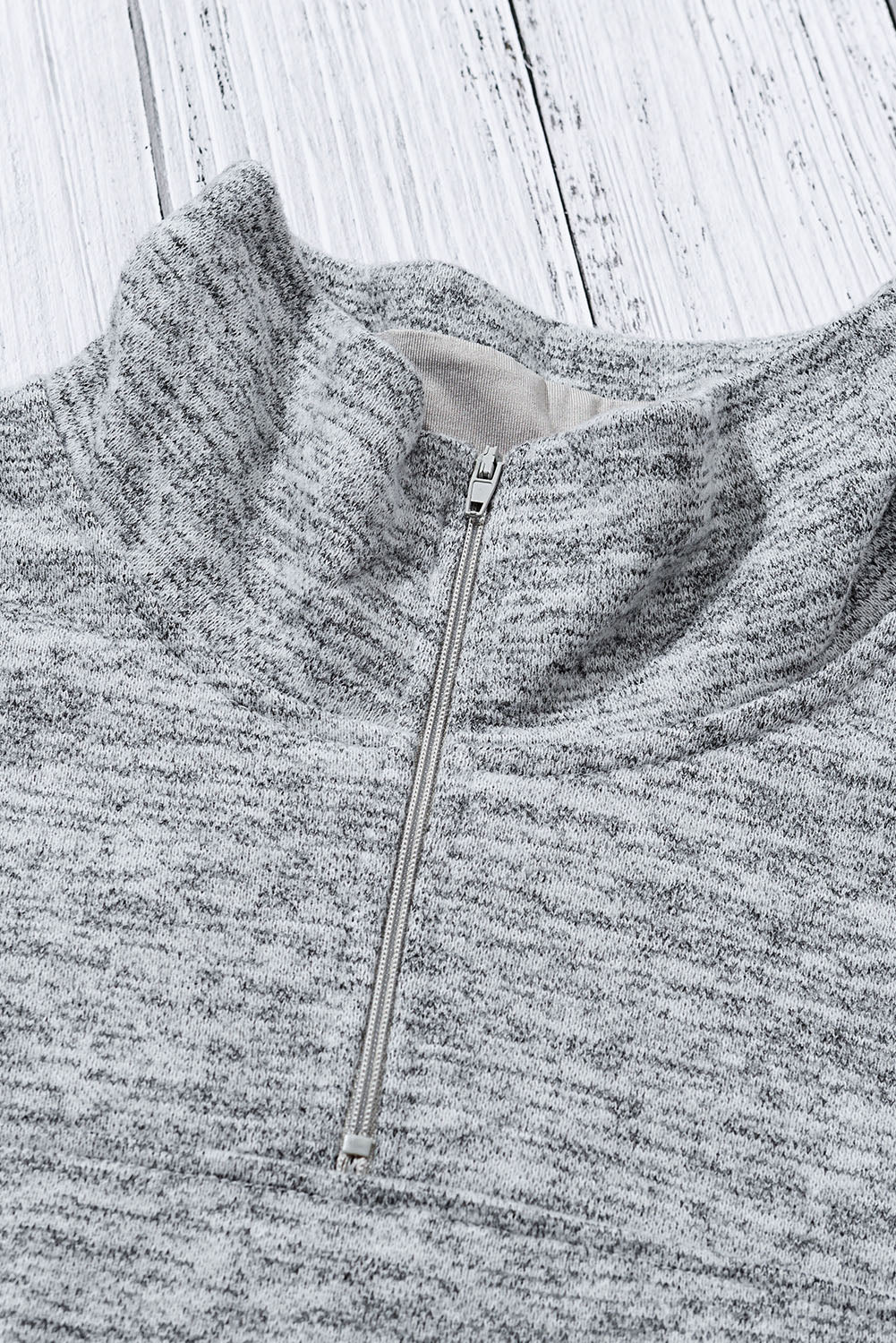 Women's Casual Gray Quarter Zip Pullover Sweatshirt