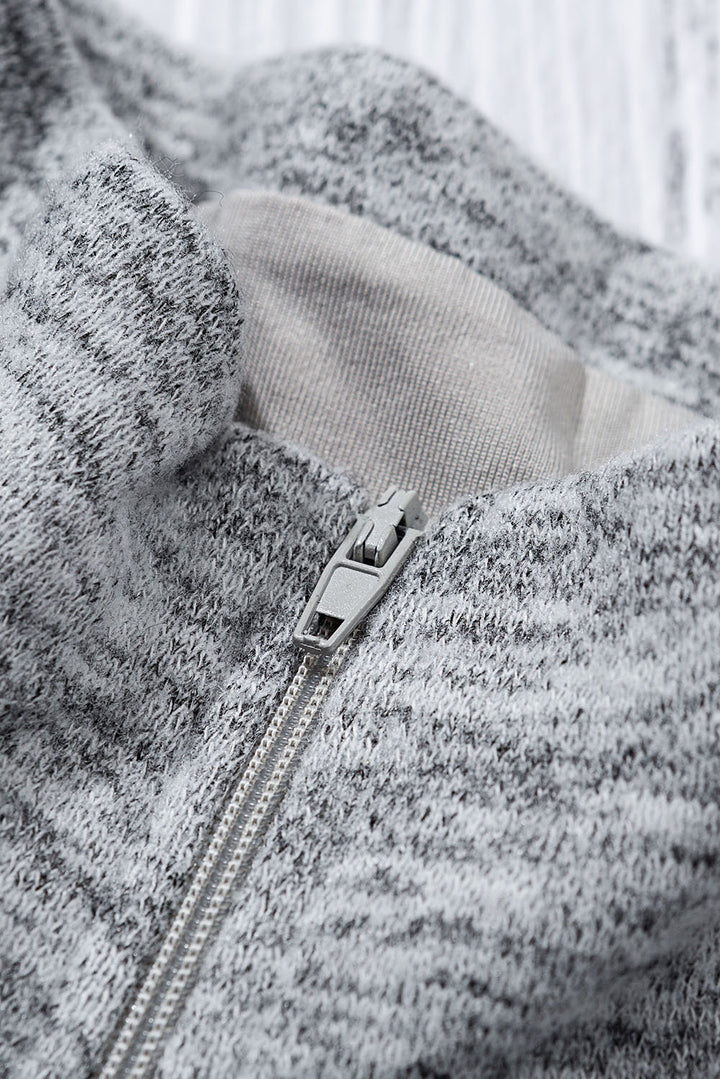 Women's Casual Gray Quarter Zip Pullover Sweatshirt