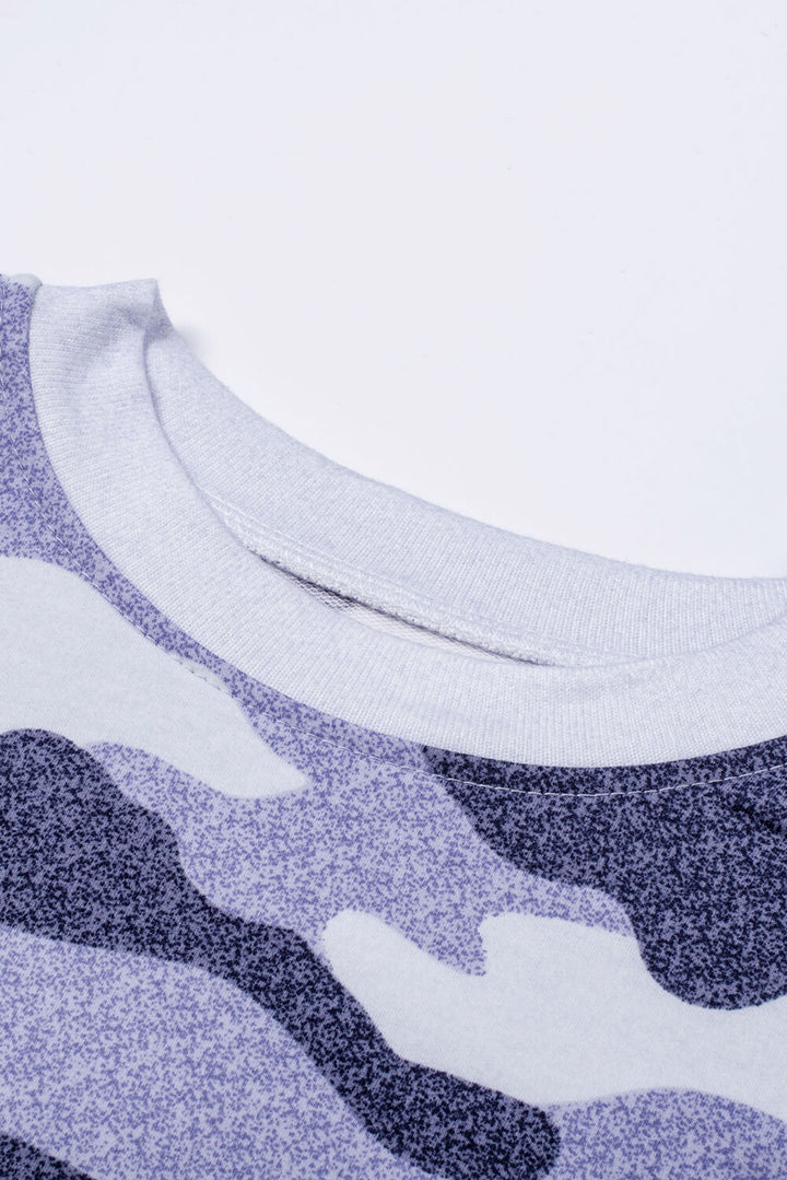 Fashion Blue Digital Camo Print Sweatshirt