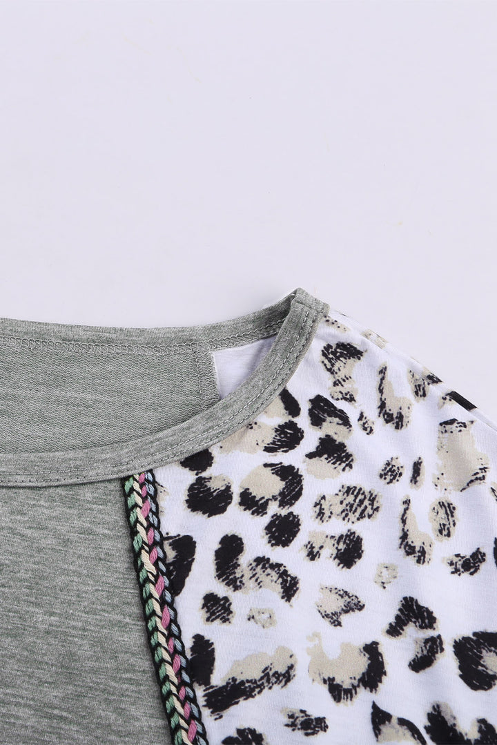 Gray Leopard Snakeskin Print Long Sleeve Top