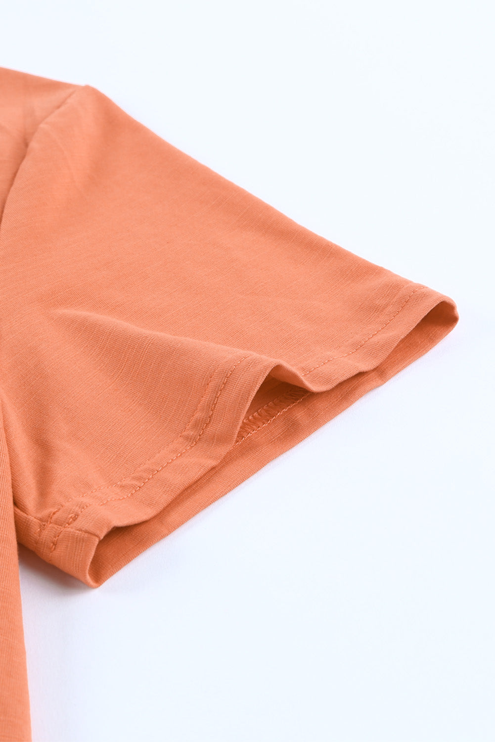 Orange Holes Crew Neck Cotton Mixed Short Sleeve T-shirt