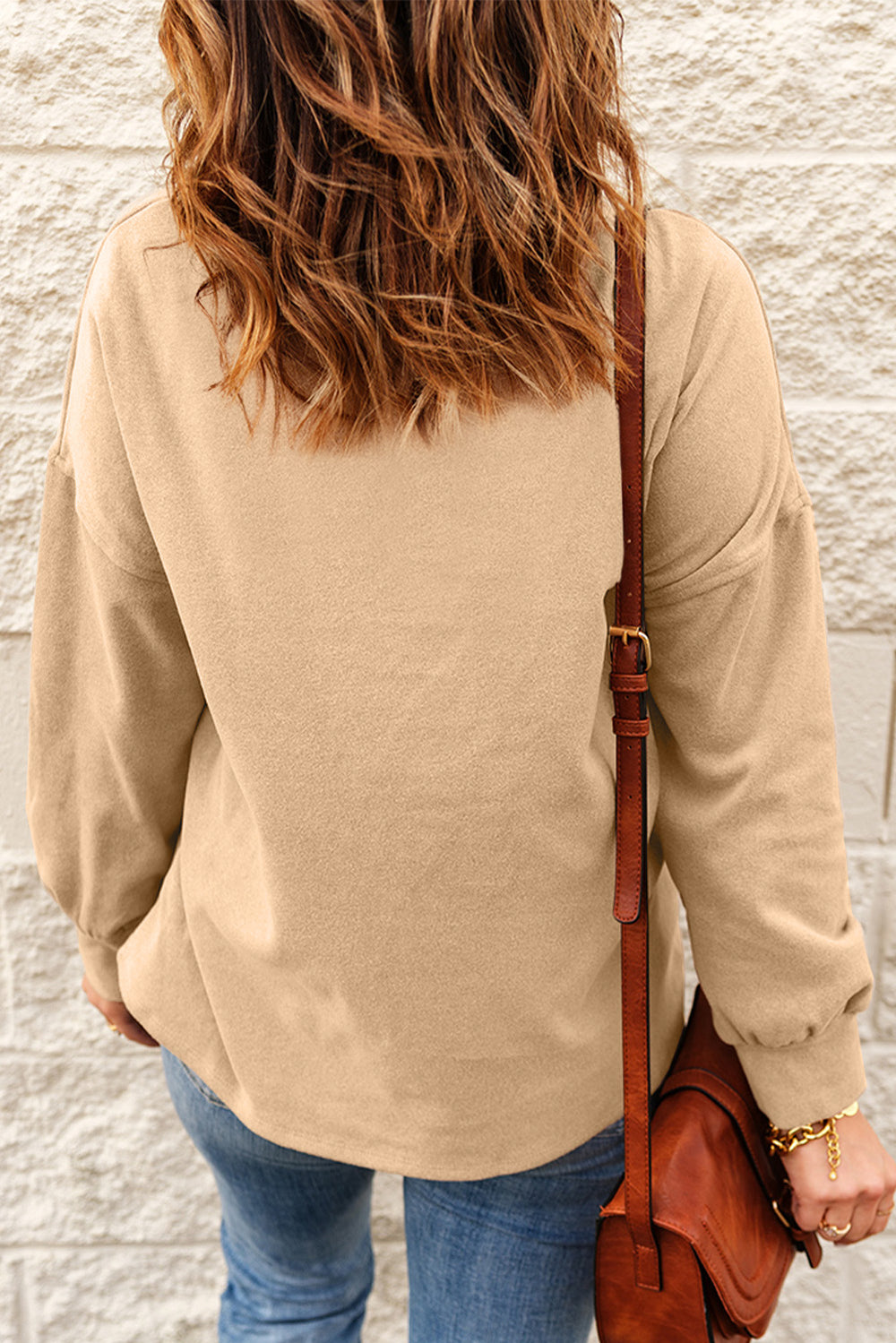 Womens Apricot Cowl Neck Drop Shoulder Sweatshirt