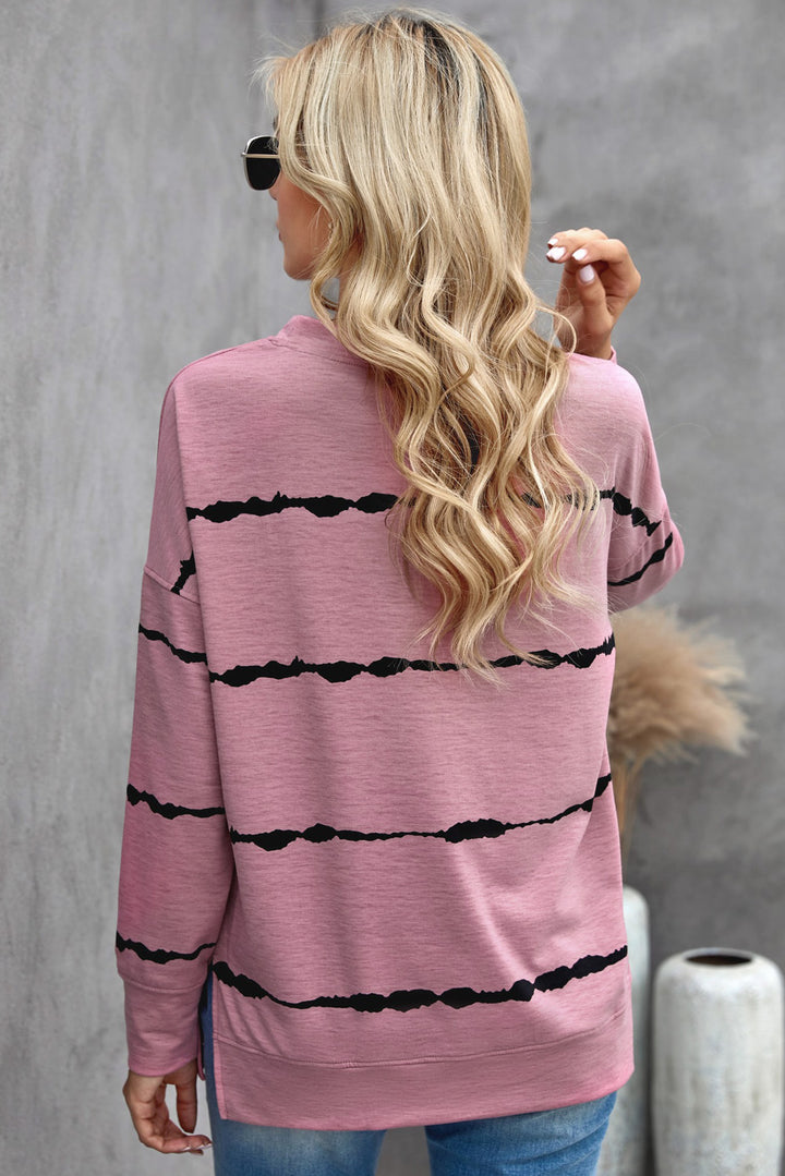 Womens Tie-dye Stripes Pink Sweatshirt