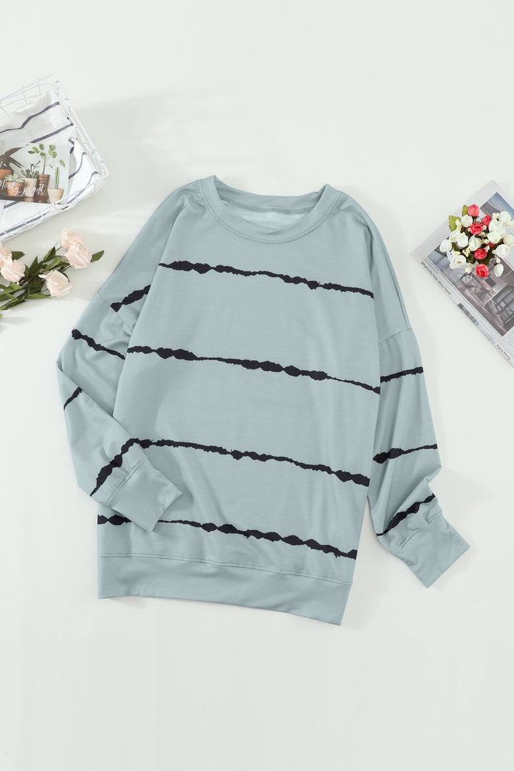 Women's Tie-dye Stripes Gray Sweatshirt