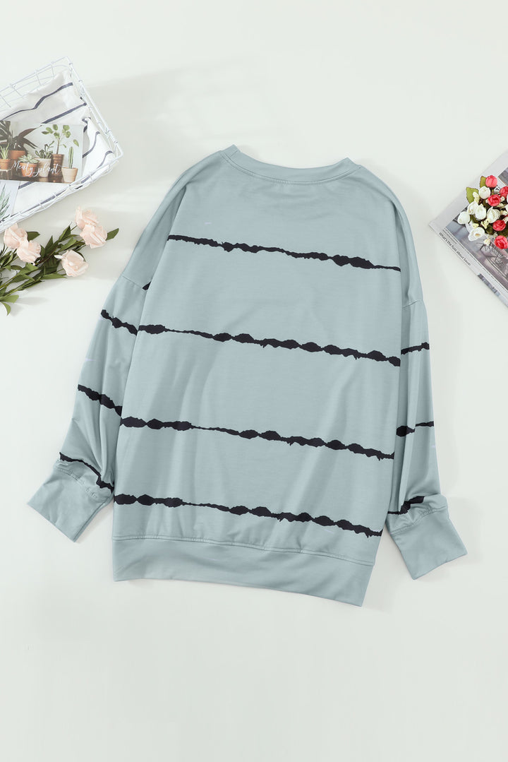 Women's Tie-dye Stripes Gray Sweatshirt