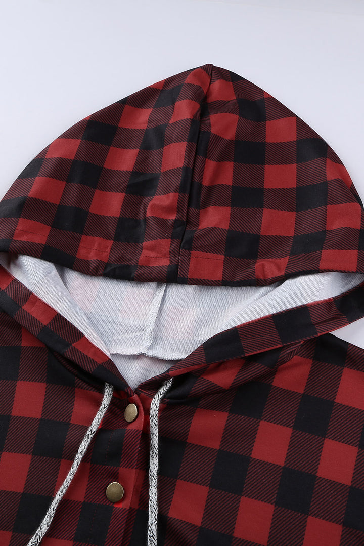 Red Plaid Gray Hoodie