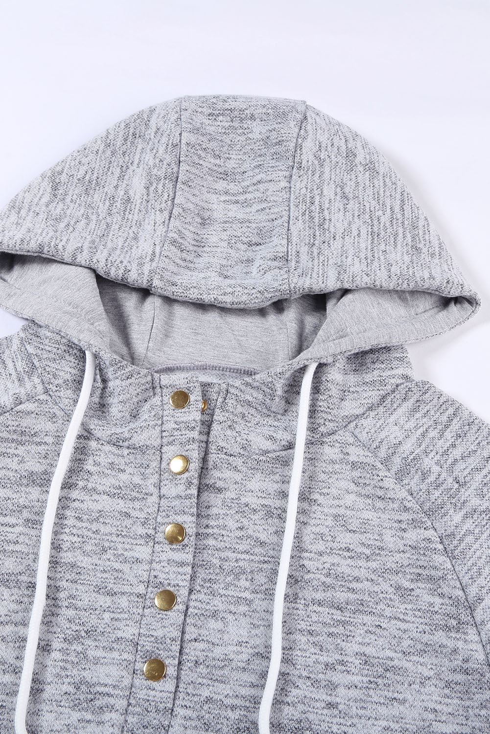 Women's Gray Pocket Design Buttoned Casual Hoodie