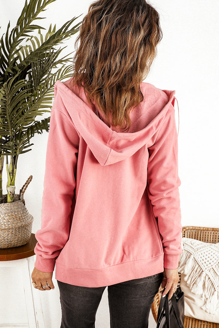 Fashion Pink Zip-up Hoodie Jacket