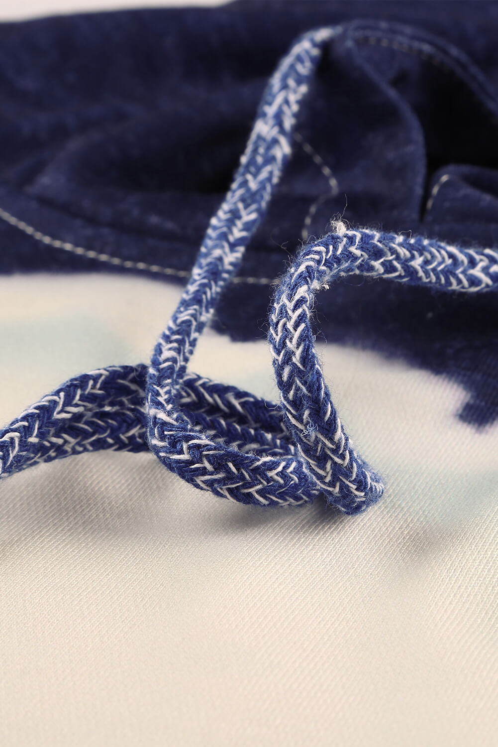 Women Navy Tie Dye Print Pocket Casual Hooded