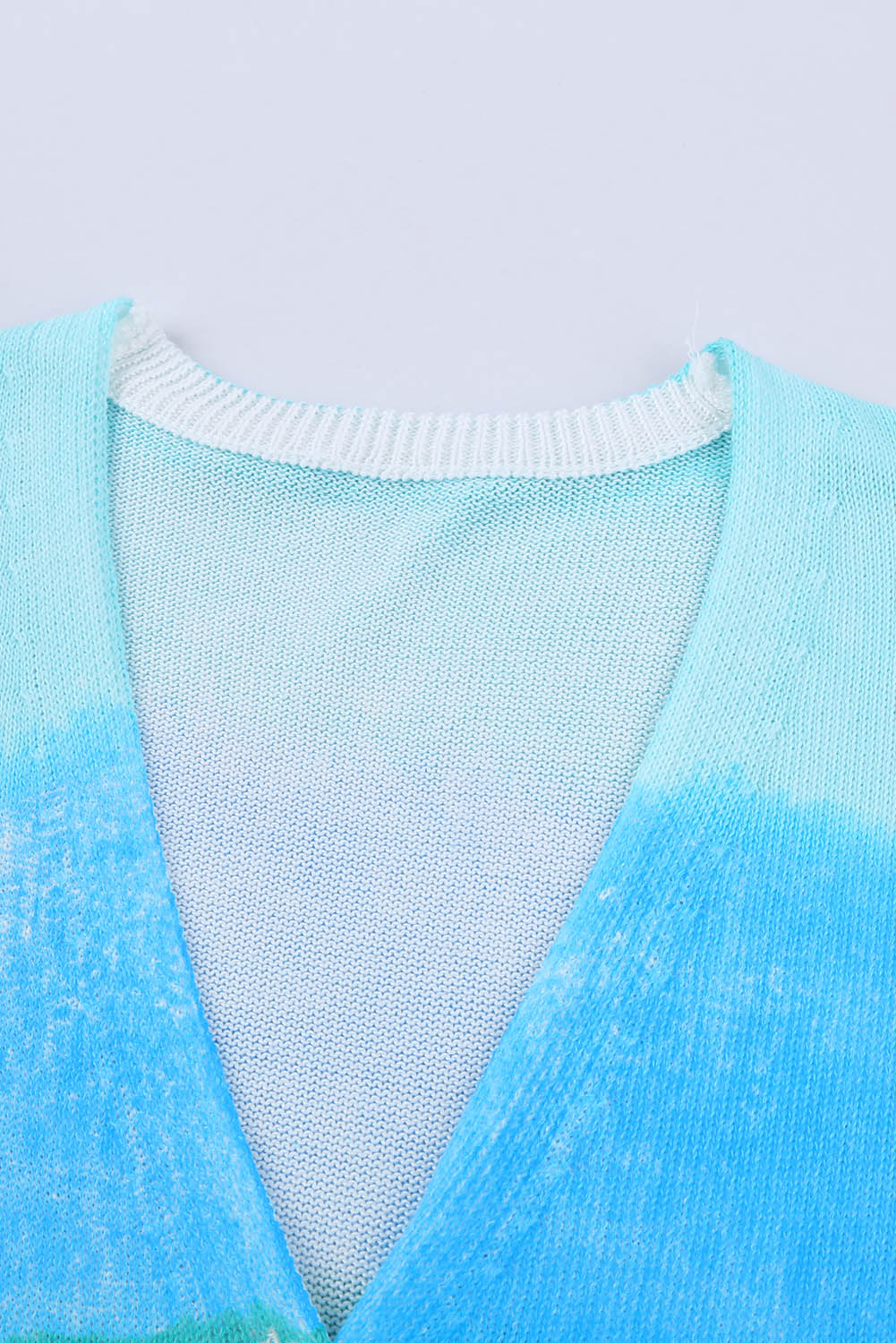 Blue Rainbow Ombre Pockets Buttoned Cardigan