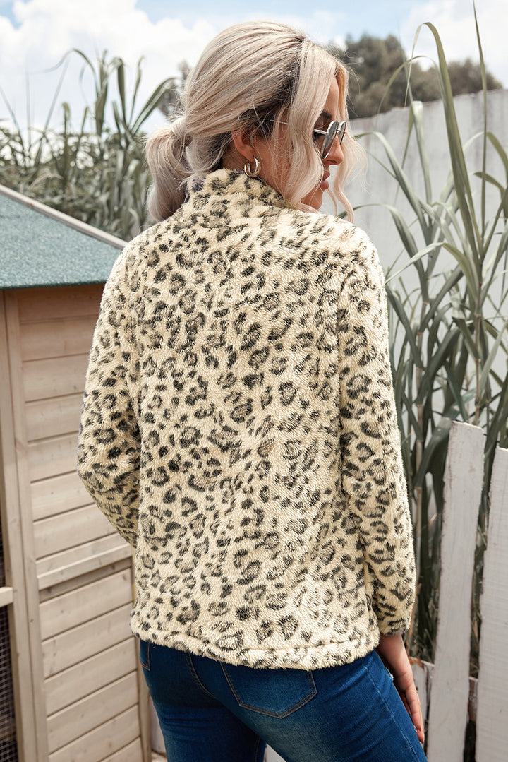 Brown Leopard Fleece Sweatshirt