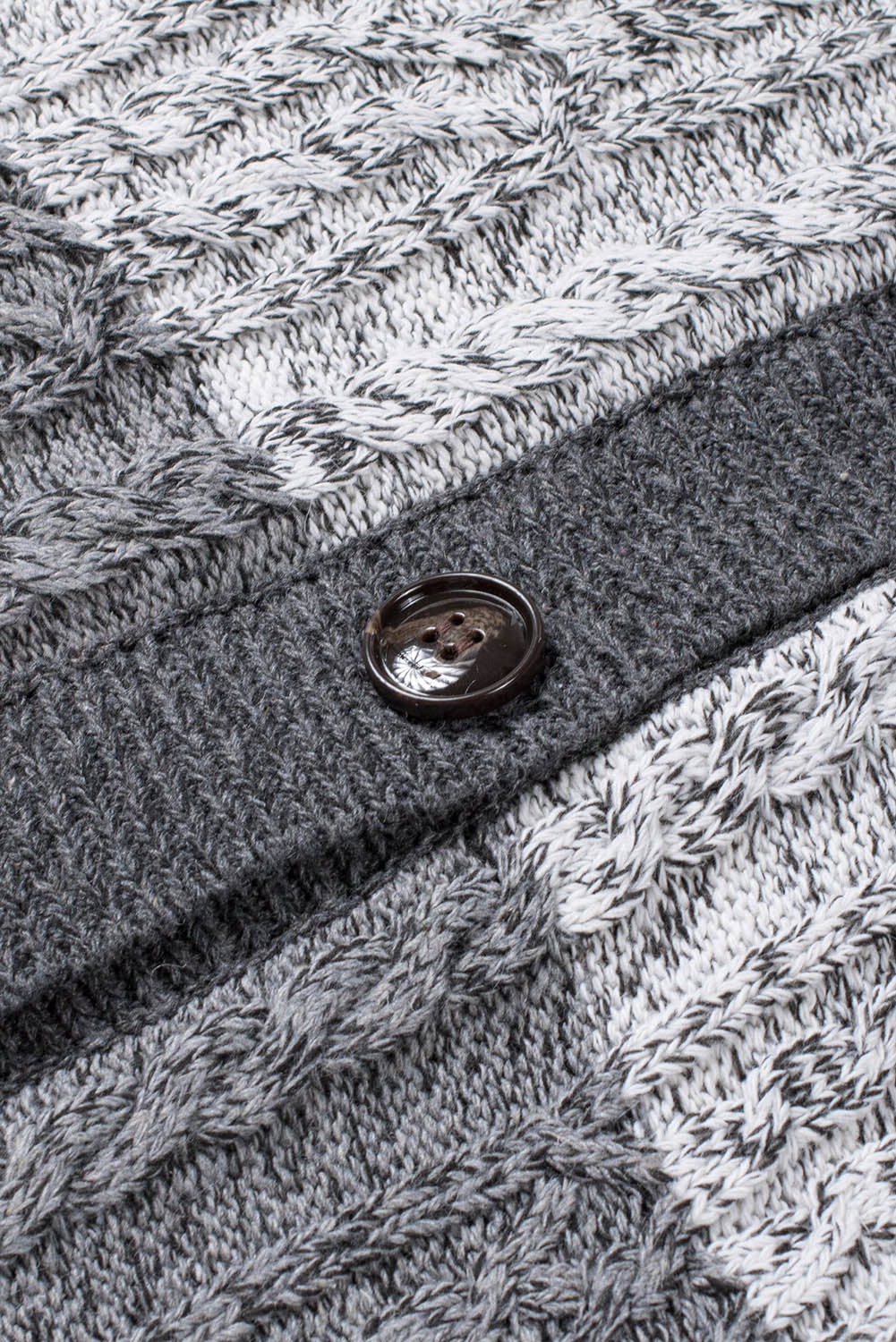 Winter Gray Hooded Button Cable Knit Cardigan