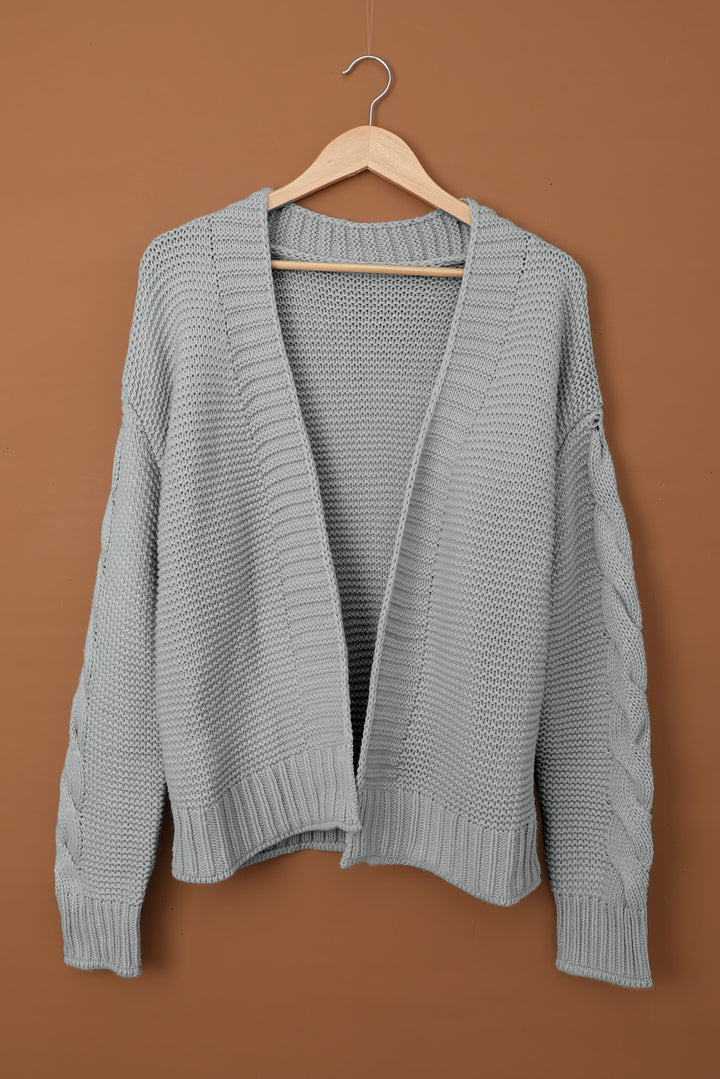 Women's Gray Open Front Chunky Knit Cardigan