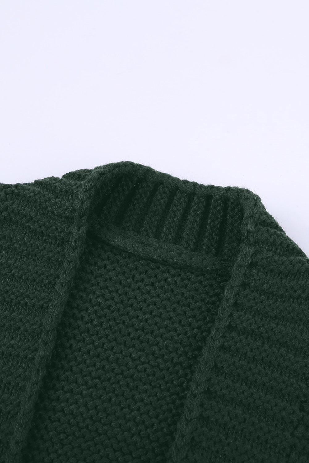 Women's Green Open Front Chunky Knit Cardigan