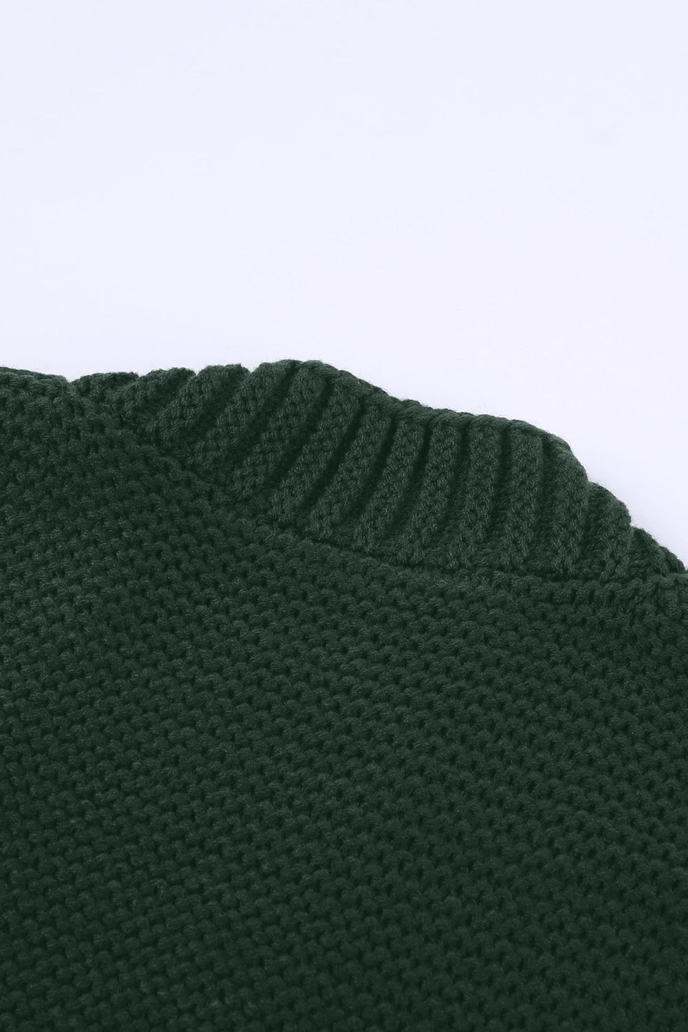 Women's Green Open Front Chunky Knit Cardigan