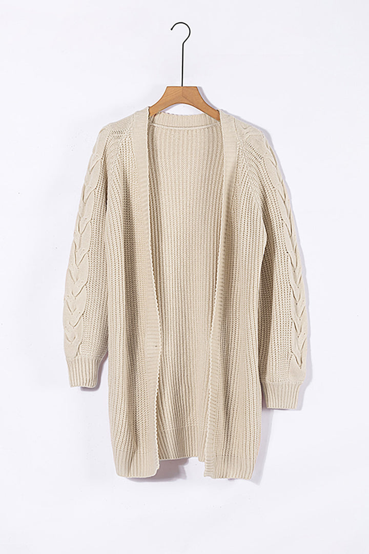 Cardigan long à manches torsadées kaki